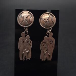 Far Fetched Sterling Silver Mother's Day Earrings Family Mom Dad Child